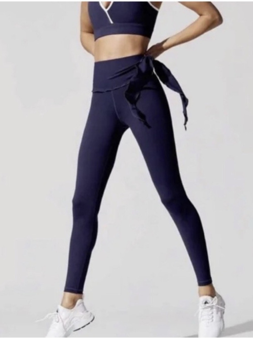 Carbon38 Wrap Side Tie Leggings Navy Blue Size Medium